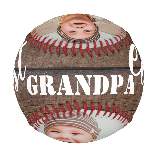Balle De Baseball Meilleur grand-père Ever 3 photo Collage Bois rust (Dos)