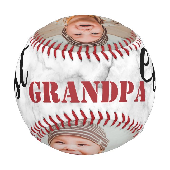 Balle De Baseball Meilleur Grand-Père Toujours Faux Marble 3 Photo C (Dos)