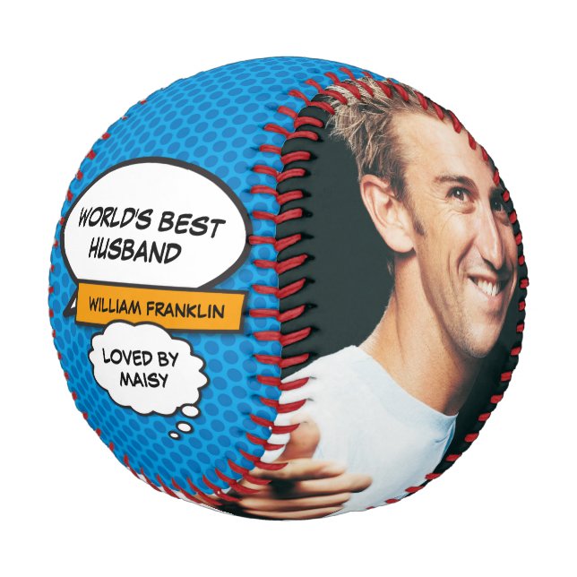 Balle De Baseball Meilleur Mari Amusant Comique Cool photo bleu (Angle)