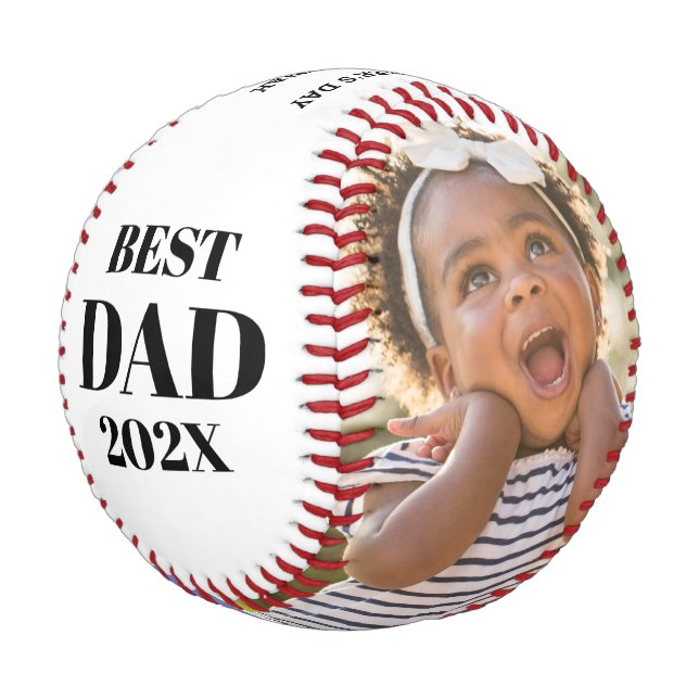Balle De Baseball Meilleur papa 2020 | Typographie Deux photos Colla (Angle)