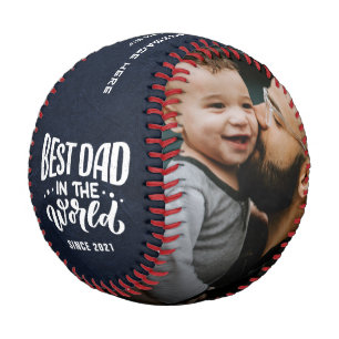 Balle De Baseball "Meilleur Papa Au Monde" 2-Photo Message Personnel