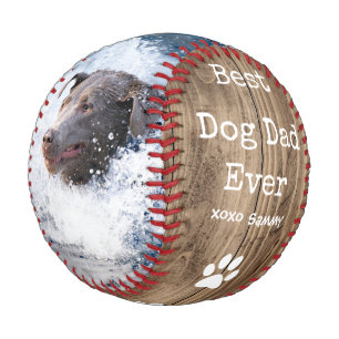 Balle De Baseball Meilleur Papa Chien Ever  Bois de Grange Deux Phot