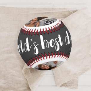 Balle De Baseball Meilleur papa du monde deux photo, année et nom