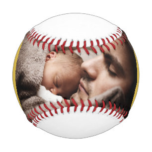 Balle De Baseball Meilleur Papa du Monde Papa et Bébé Photo Or Fête