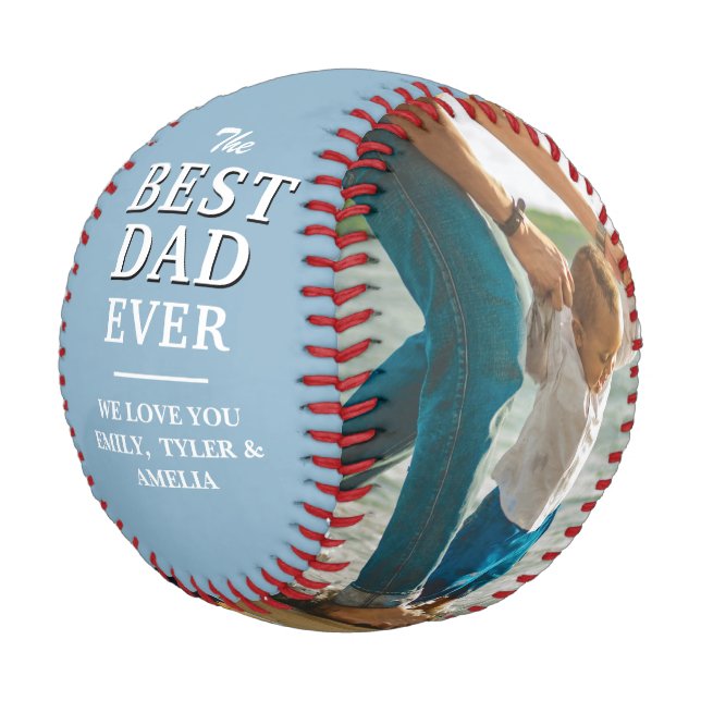 Balle De Baseball Meilleur papa Dusty Bleu Père`s Day Photo Collage (Angle)