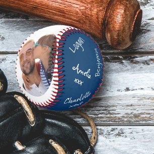 Balle De Baseball Meilleur Papa Ever Bleu 2 Photo Signé Baseball