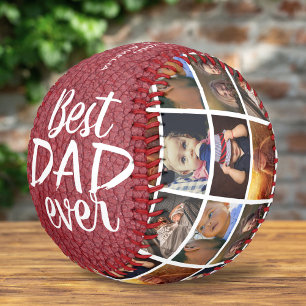 Balle De Baseball Meilleur Papa Ever Impression Cuir Rouge 6 Collage