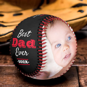 Balle De Baseball Meilleur Papa Jamais Moderne Rouge Blanc Typograph