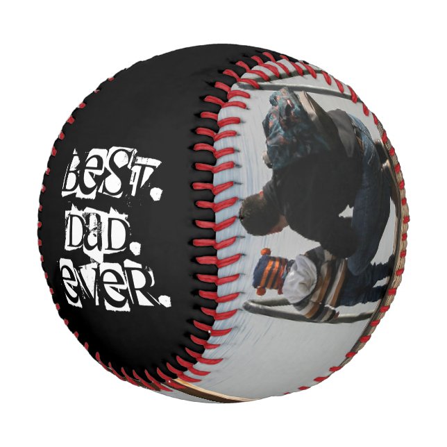 Balle De Baseball Meilleur Papa Jamais Personnalisé Photo Grunge Typ (Angle)