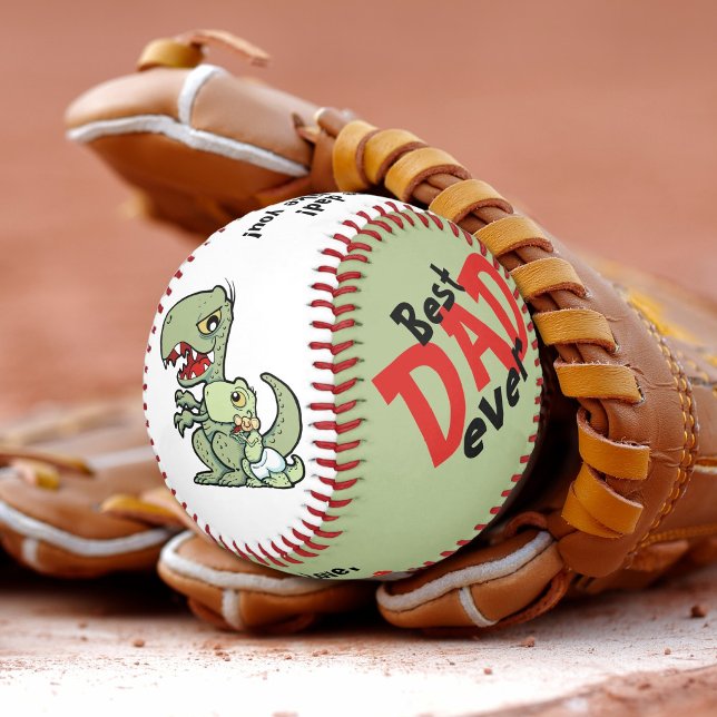 Balle De Baseball Meilleur Papa Jamais Rouge Black Baby Boy Dinosaur (Best Dad Ever Red Black Baby Boy Dinosaur Baseball)
