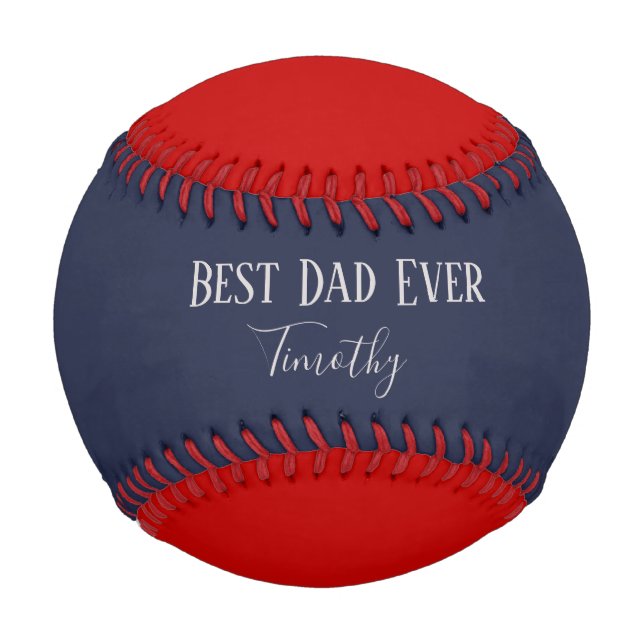 Balle De Baseball Meilleur papa jamais rouge et bleu (Devant)