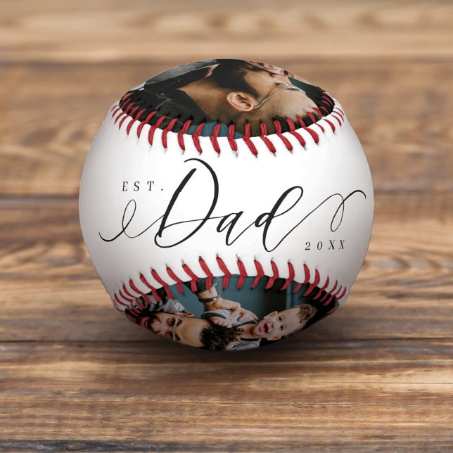 Balle De Baseball Meilleur papa Jamais Script Fête des pères 4 Photo (Créateur téléchargé)