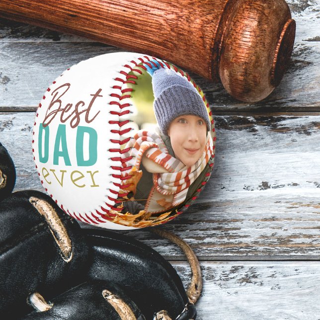 Balle De Baseball Meilleur papa jamais Typographie moderne 2 Photo (Créateur téléchargé)