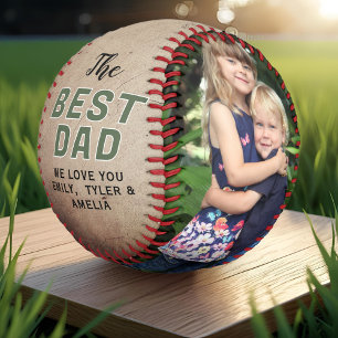 Balle De Baseball Meilleur Papa Personnalisé Rustique Photo Fête des