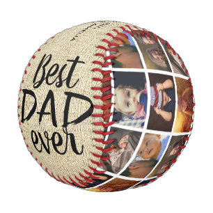 Balle De Baseball Meilleur Papa Rustique Bois Rustique 6 Collage Pho