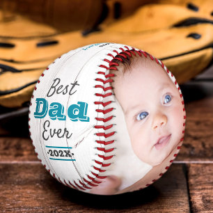 Balle De Baseball Meilleur Papa Typographie Sarcelle Bois Rustique B