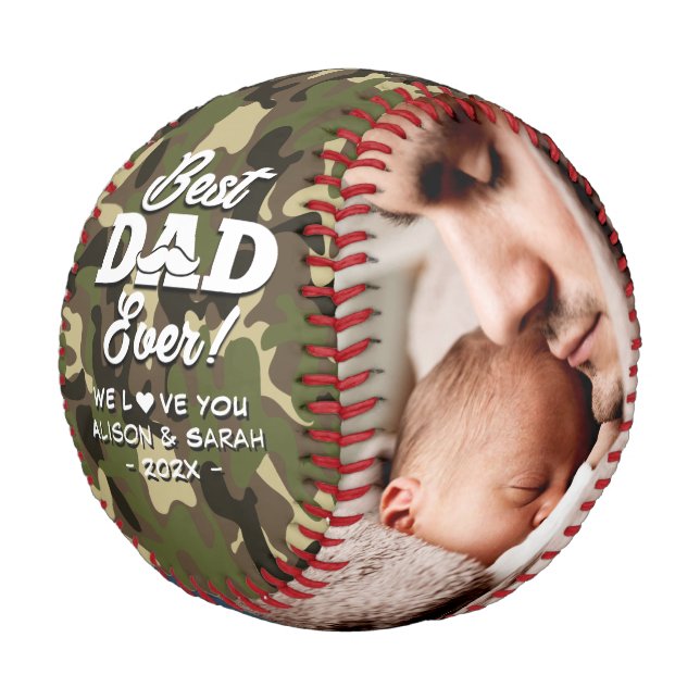 Balle De Baseball Meilleur Père Jamais Camouflage Père Militaire Pho (Angle)