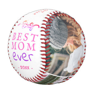 Balle De Baseball Meilleure Maman Feuillage Moderne 3 Photos Personn