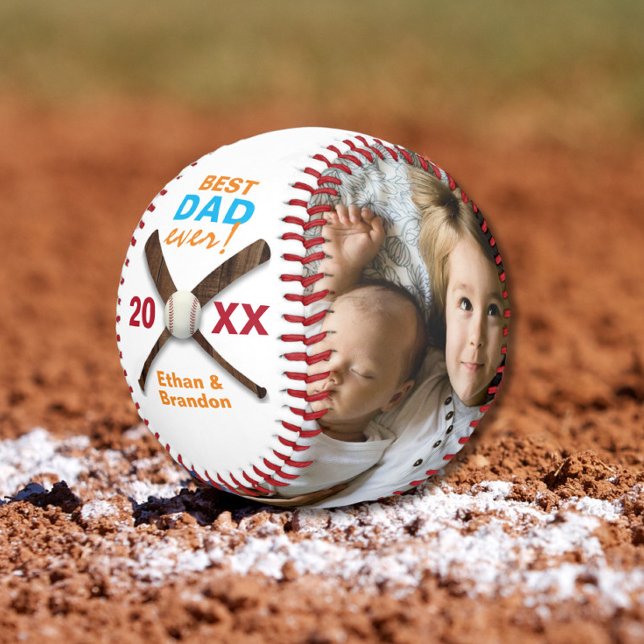 Balle De Baseball Meilleure photo personnalisée Meilleure papa jamai (Créateur téléchargé)