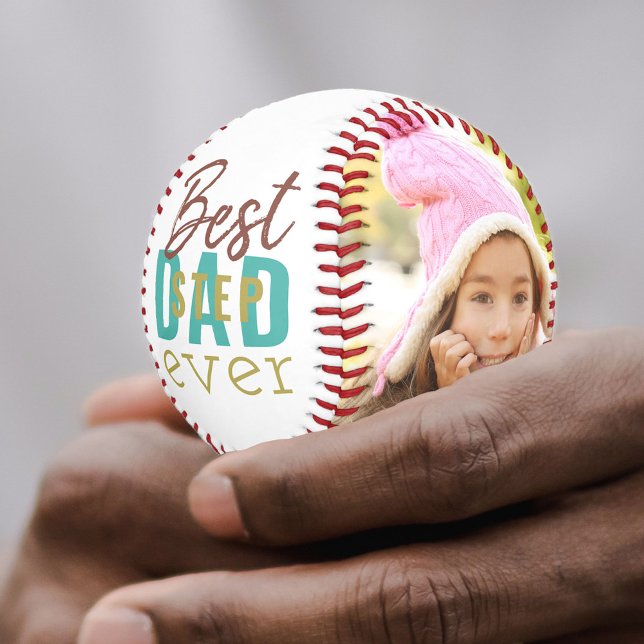 Balle De Baseball Meilleure typographie jamais Stepdad 2 Photo perso (Créateur téléchargé)
