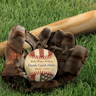 Balle De Baseball Merci d'entraîneur bleu-rouge de baseball personna