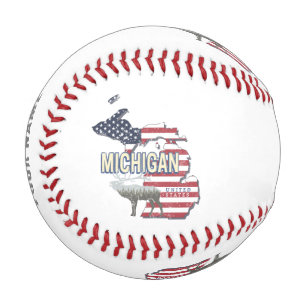 Balle De Baseball Michigan États-Unis Retro State Map Vintage États-