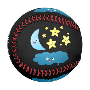 Balle De Baseball Mignons étoiles chantant, lune et bande dessinée d