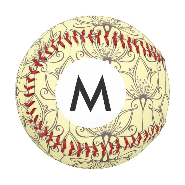Balle De Baseball Modèle floral de crème (Devant Gauche)