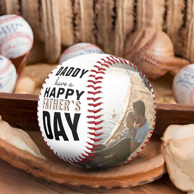 Balle De Baseball Modern Daddy Happy Père`s Day 2 Photo Collage (Créateur téléchargé)