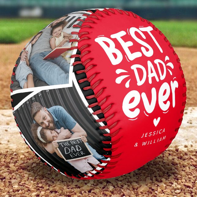 Balle De Baseball Moderne Meilleur Papa Ever 4 Photo Pères Cadeau (Créateur téléchargé)