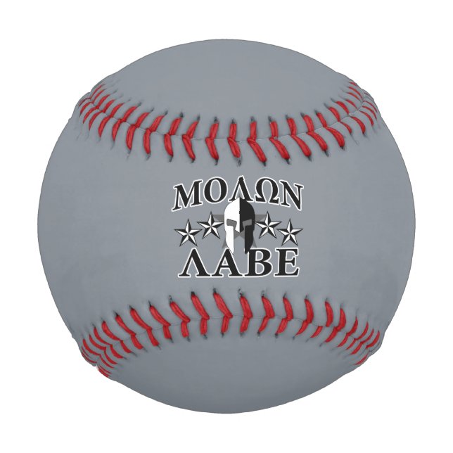 Balle De Baseball Molon Labe Casque guerrier spartiate 5 étoiles B&W (Devant)