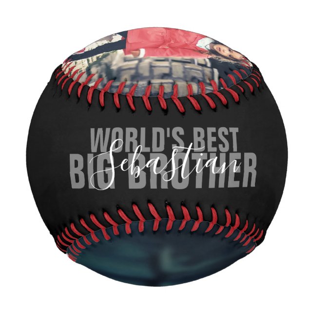 Balle De Baseball Mondes Meilleur Big Brother Texte Photo Personnali (Dos)