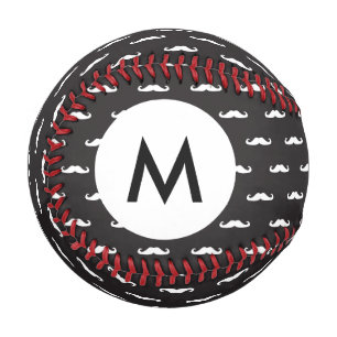 Balle De Baseball Monogram Mustache hipster motif