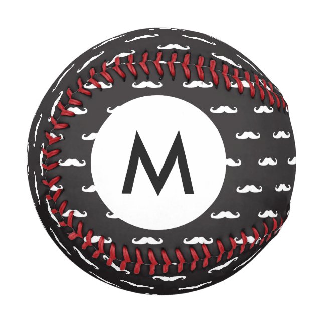 Balle De Baseball Monogram Mustache hipster motif (Devant Gauche)