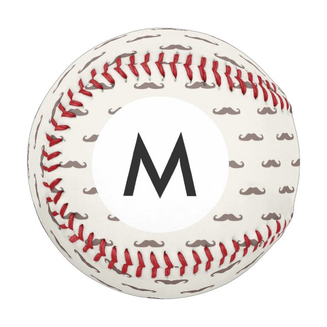 Balle De Baseball Monogram Mustache hipster motif 3 (Devant Gauche)