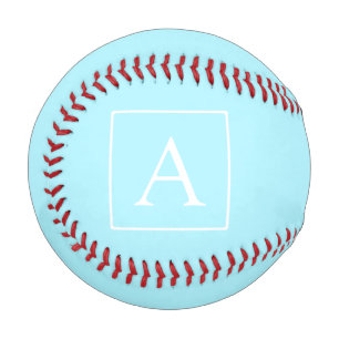 Balle De Baseball Monogramme bleu ciel simple