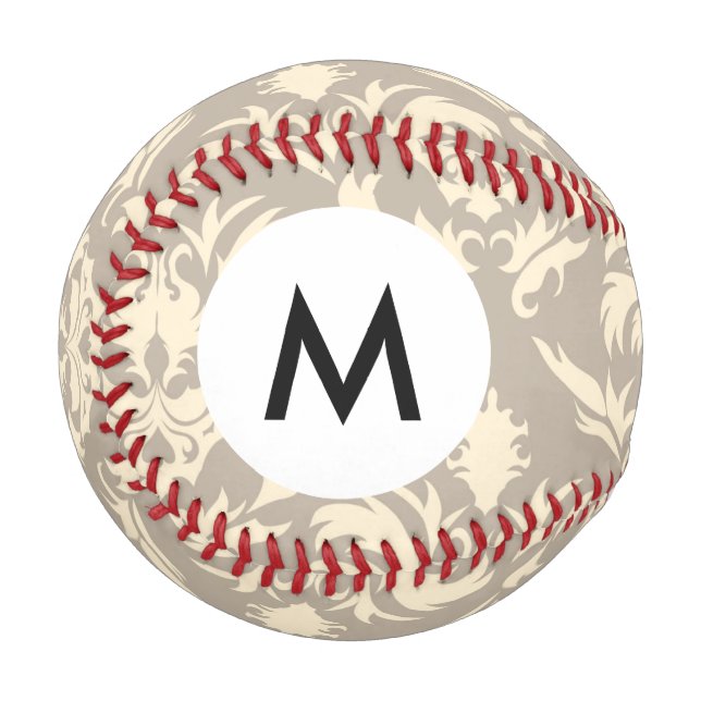 Balle De Baseball Monogramme Damask 2 (Devant Gauche)