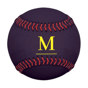 Balle De Baseball Monogramme élégant sophistiqué minimaliste jaune