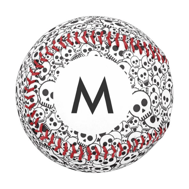 Balle De Baseball Monogramme Motif avec crâne (Devant Gauche)