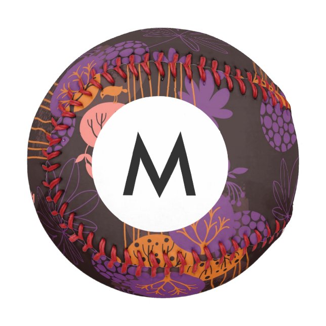 Balle De Baseball Monogramme Motif floral 2 2 (Devant Gauche)