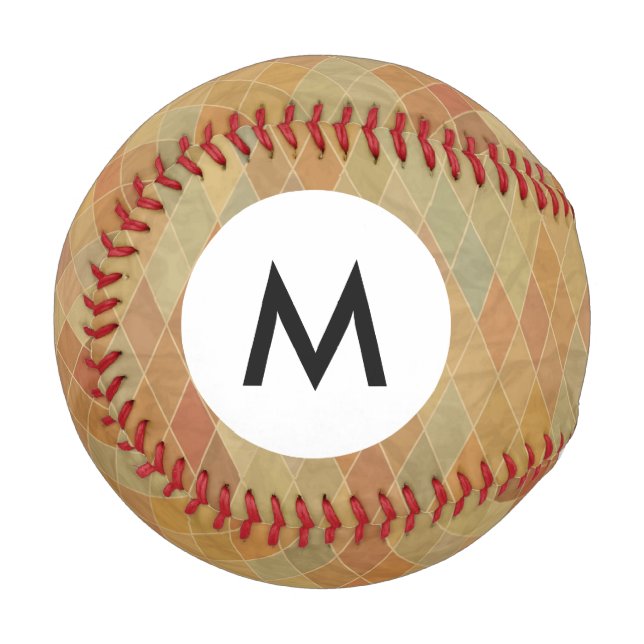 Balle De Baseball Monogramme motif géométrique rétro 2 (Devant Gauche)