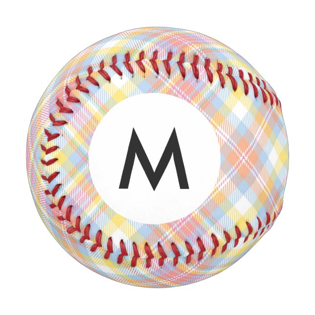Balle De Baseball Monogramme Pastel Plaid (Devant Gauche)