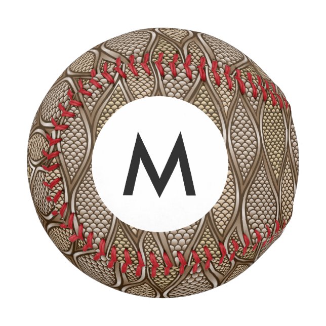 Balle De Baseball Monogramme Peau de serpent stylisée (Devant Gauche)
