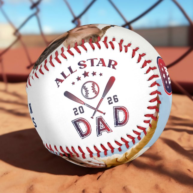 Balle De Baseball Monogramme photo de l'étoile papa (Créateur téléchargé)