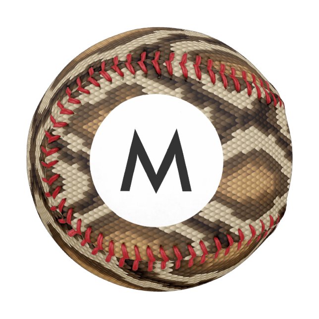 Balle De Baseball Monogramme Python peau de serpent motif 2 (Devant Gauche)