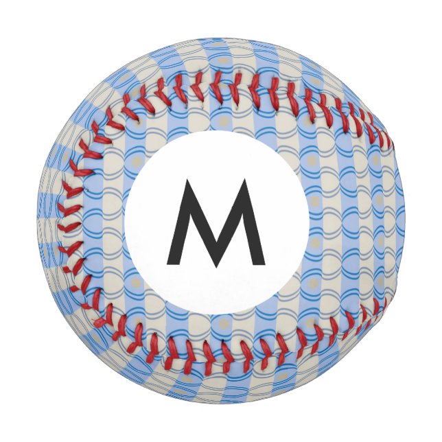 Balle De Baseball Monogramme Stock Candystripe Bleu Tan (Devant Gauche)