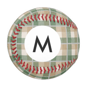 Balle De Baseball Monogramme Tartan