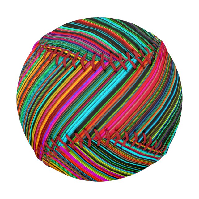 Balle De Baseball Motif à rayures multicolores (Devant)