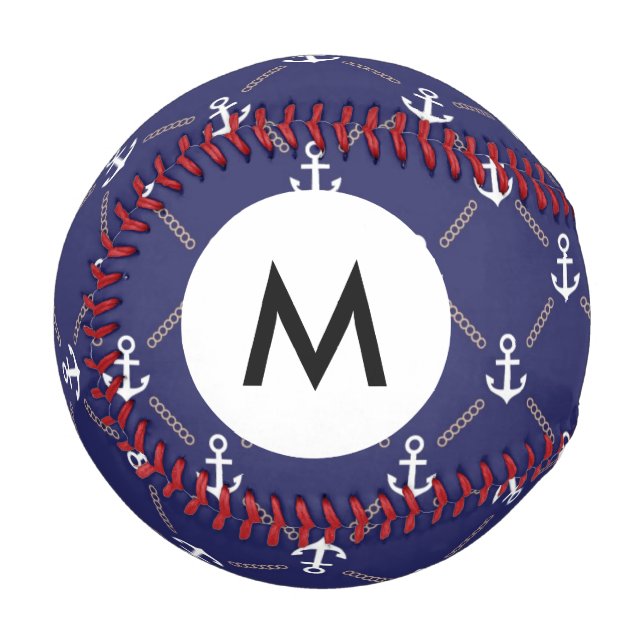 Balle De Baseball Motif Ancre Monogramme (Devant Gauche)