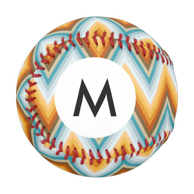 Balle De Baseball Motif Arrière - plan Monogram Chevron (Devant Gauche)
